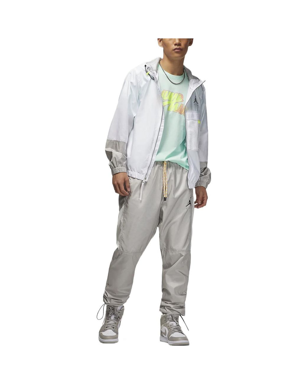 Nike White Colorblock Zipper Hooded Jacket Autumn for men