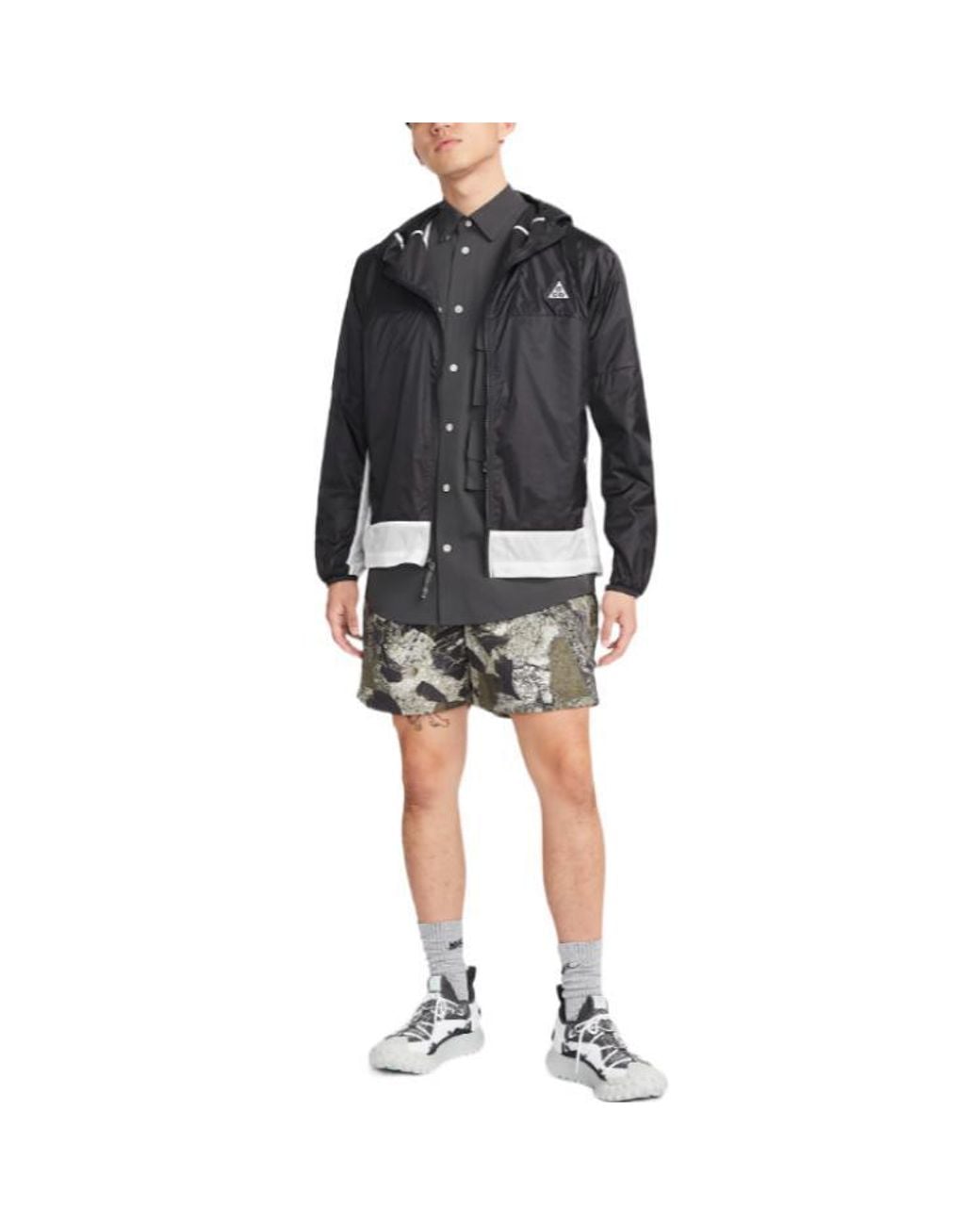 Nike Blue Acg Cinder Cone Colorblock Splicing Zipper Hooded Jacket for men