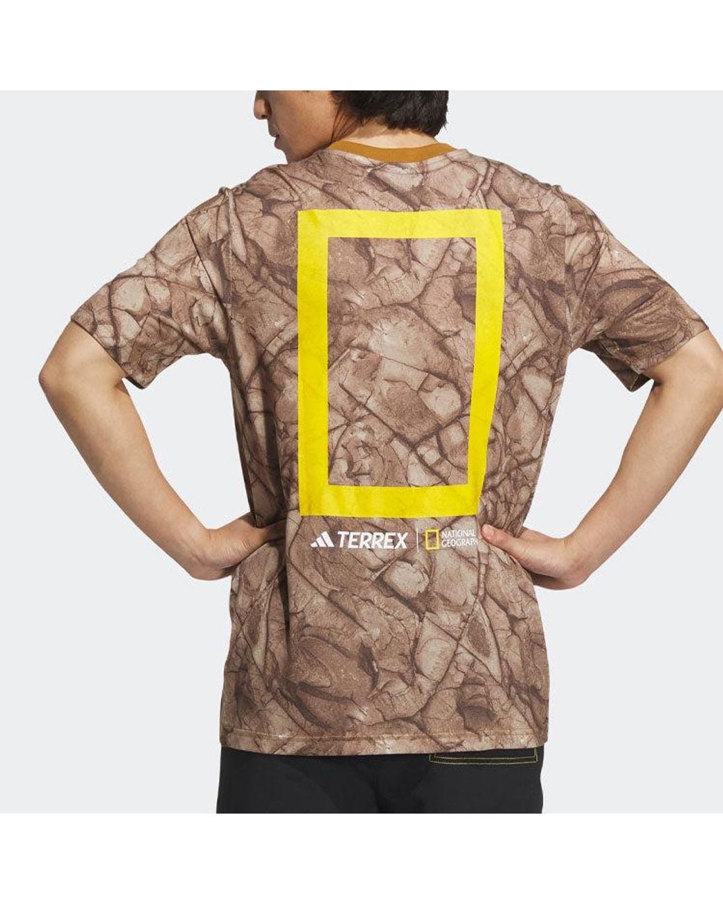 Adidas Brown National Geographic Graphic Tencel Short Sleeve Tee for men