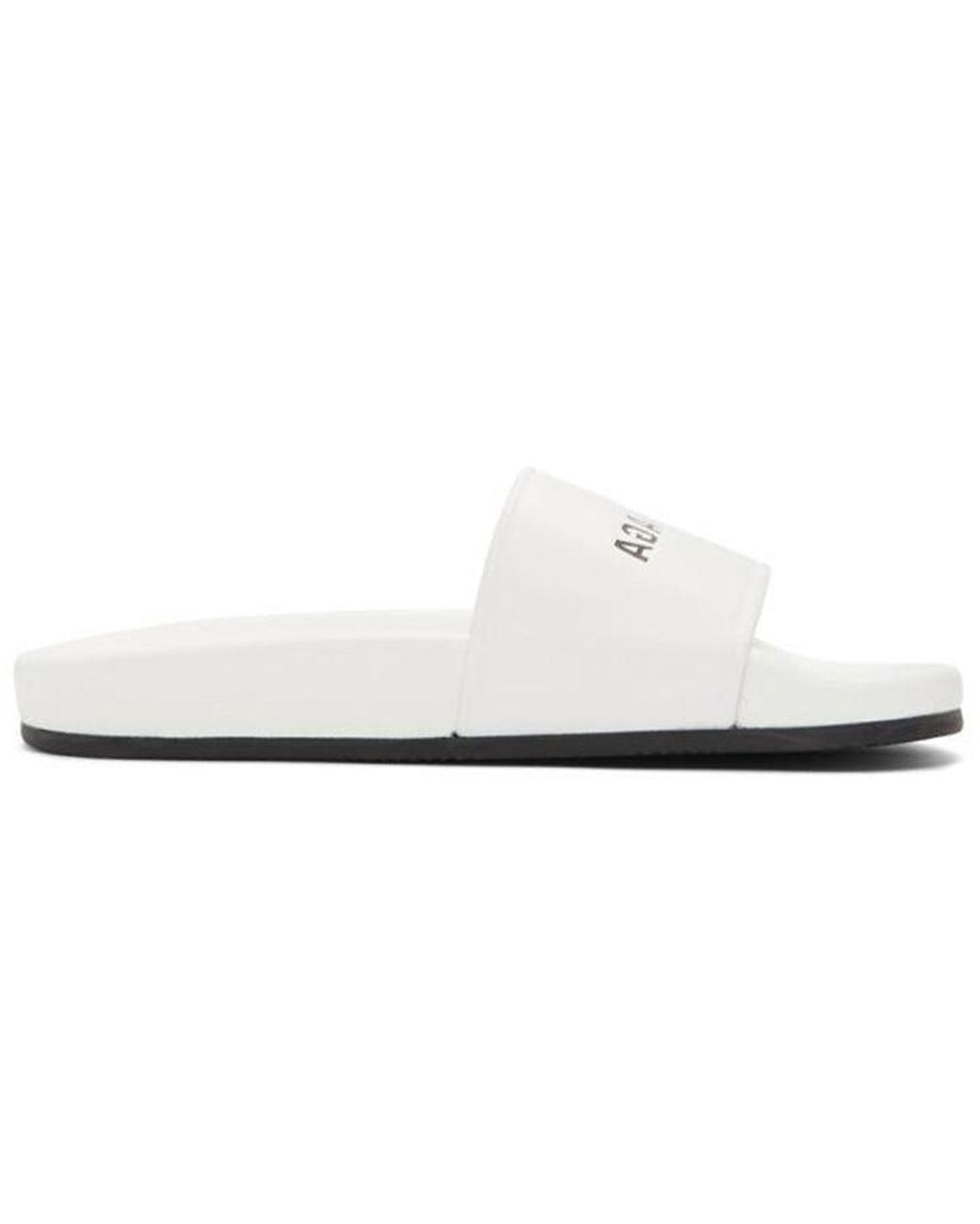 Balenciaga White Classic Logo Slide for men