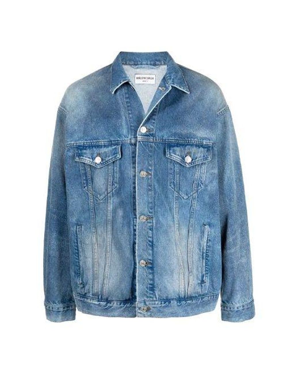 Balenciaga Blue Bb Sprayed Denim Jacket Large Fit 'Electric Fuchsia'