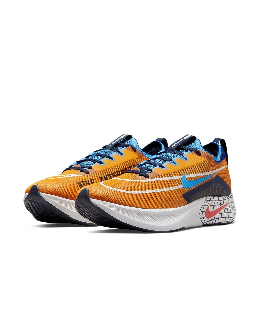Nike Blue Zoom Fly 4 Premium Road Running Shoes In Orange, for men