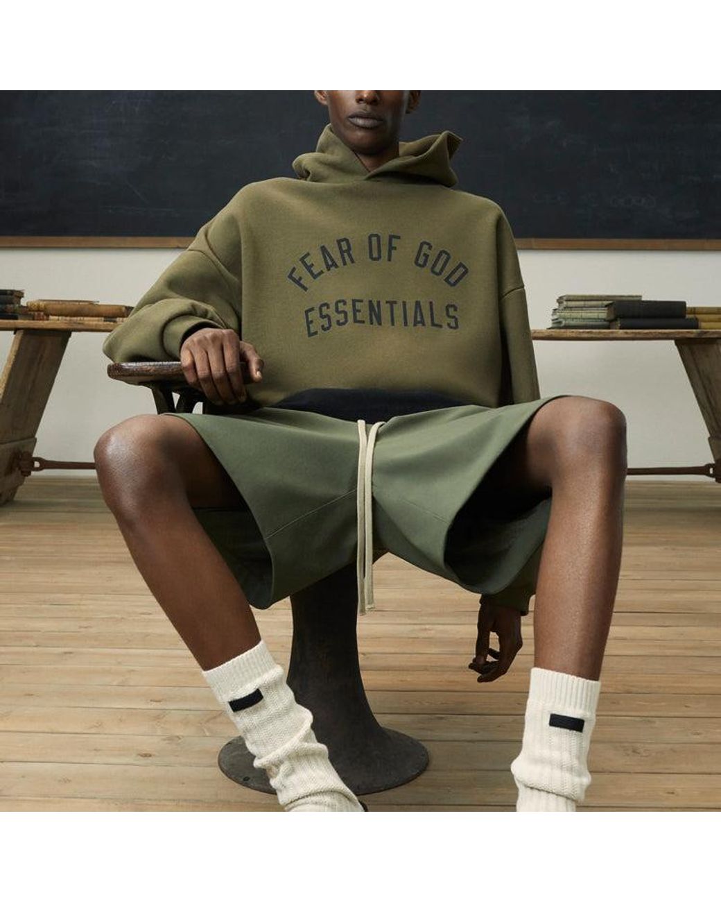 Fear Of God Green Fleece Hoodie for men