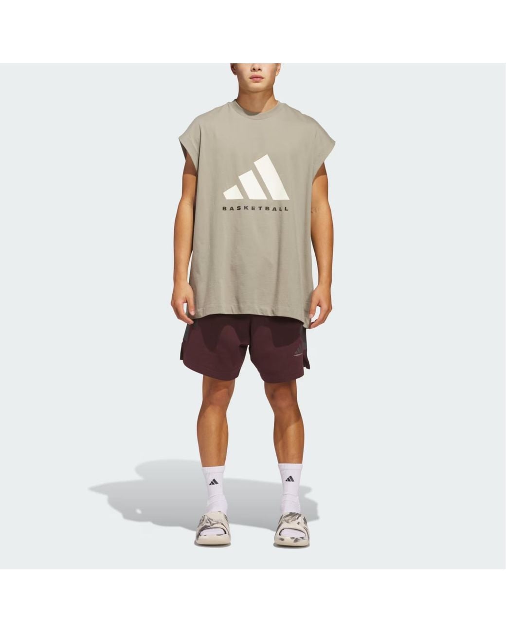 Adidas Gray Sleeveless Vest 'Putty' for men