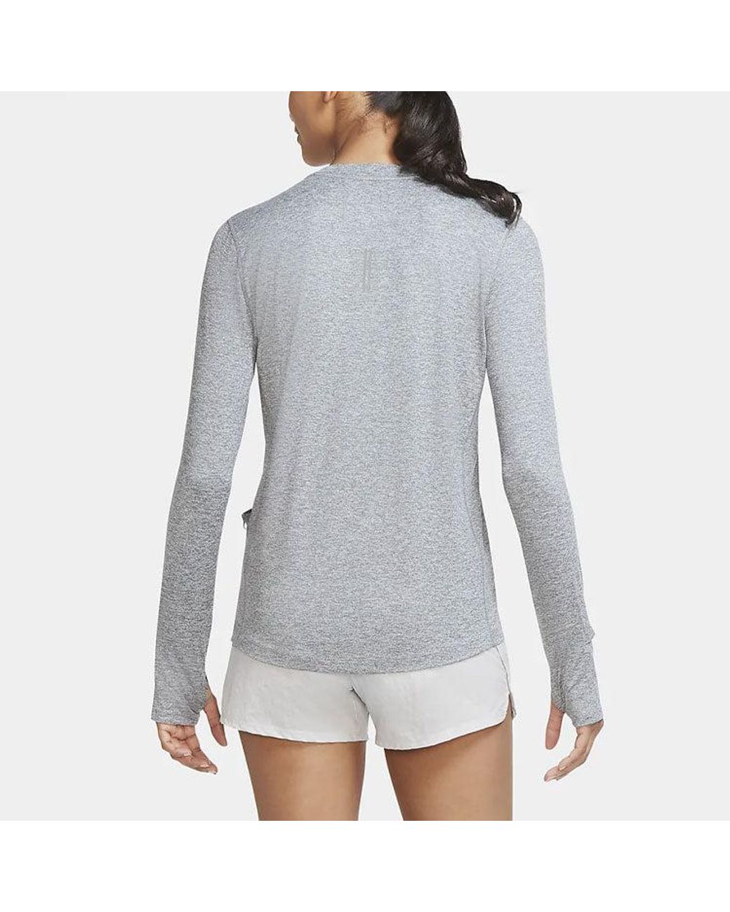 Nike Gray (Wmns) Running Sports Round Neck Quick Dry Long Sleeves T-Shirt