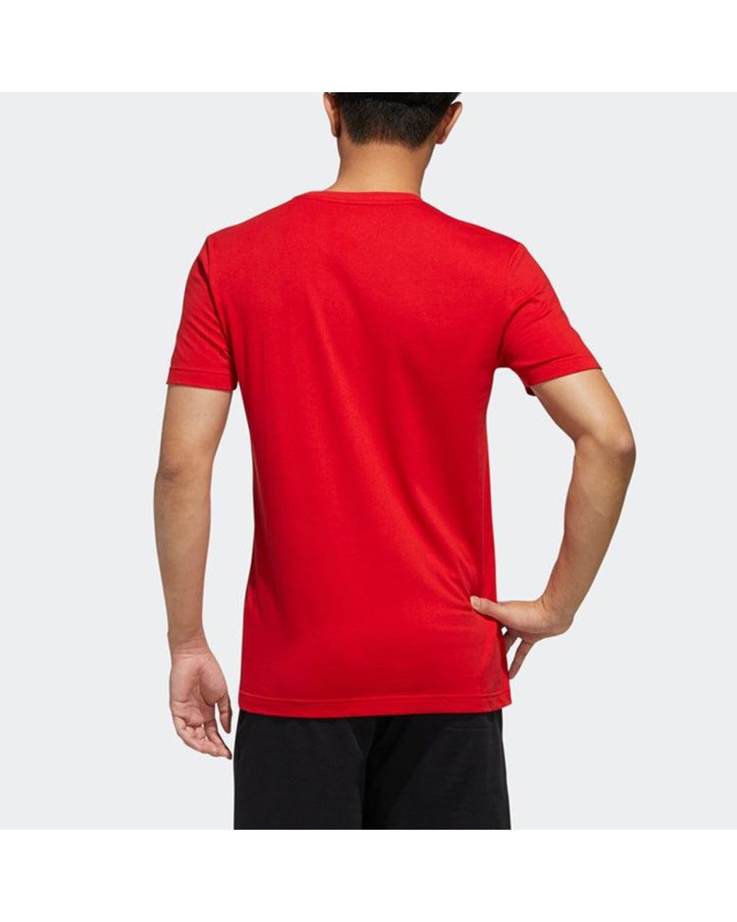 Adidas Red Neo M Esntl Lg T 1 Sports Printing Logo Round Neck Short Sleeve for men