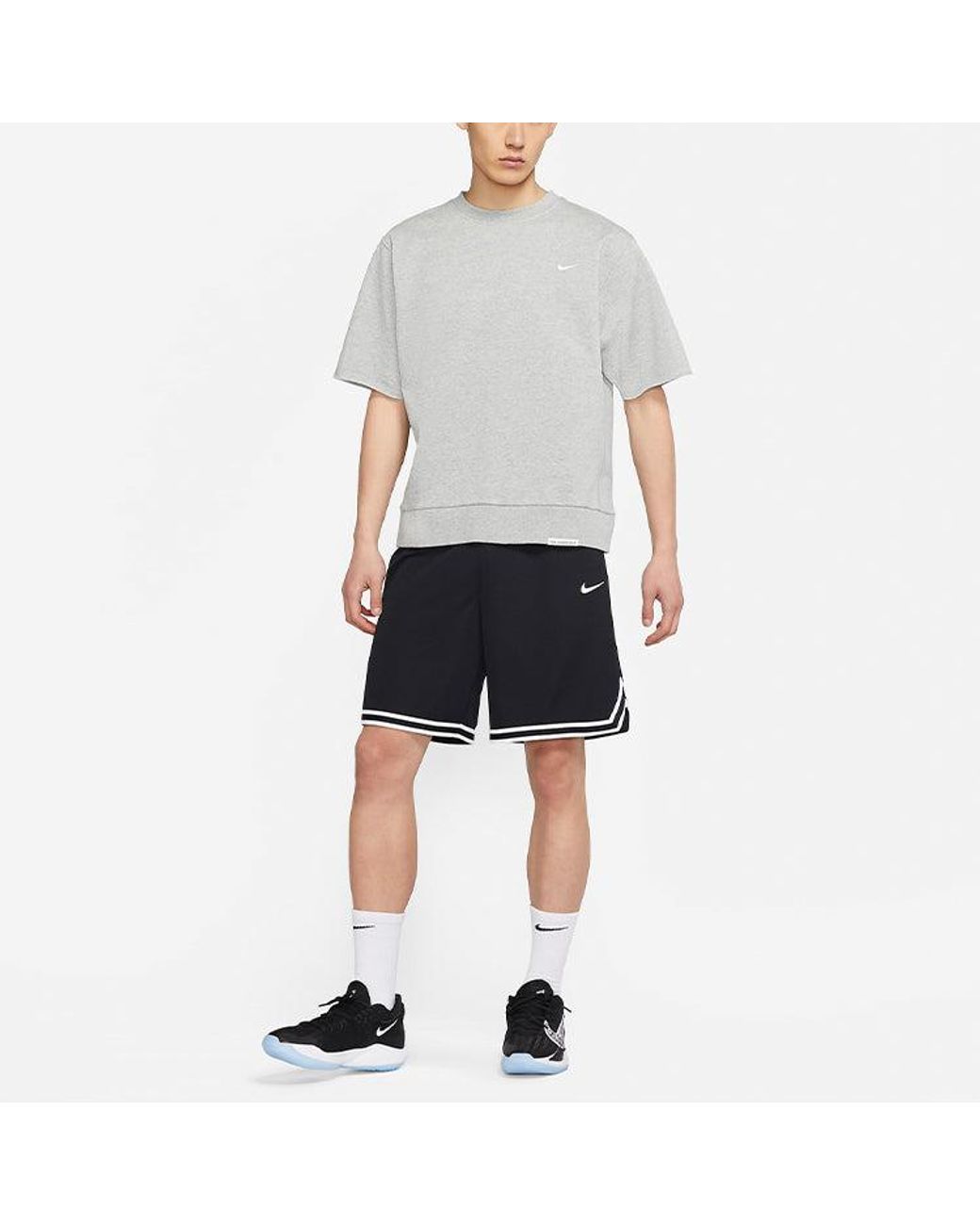 Nike Gray Dri-Fit Standard Issue Round Neck Pullover Sports Short Sleeve Dark for men