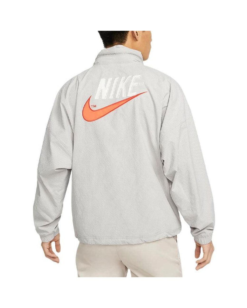 Nike Gray Sportswear Alphabet Logo Woven Jacket Light Mineral for men