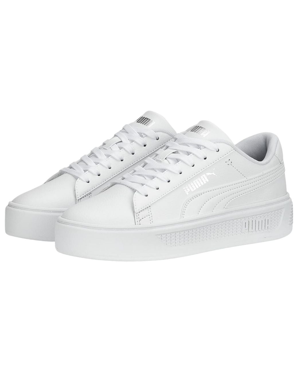 PUMA White Smash Platform V3 Sneakers