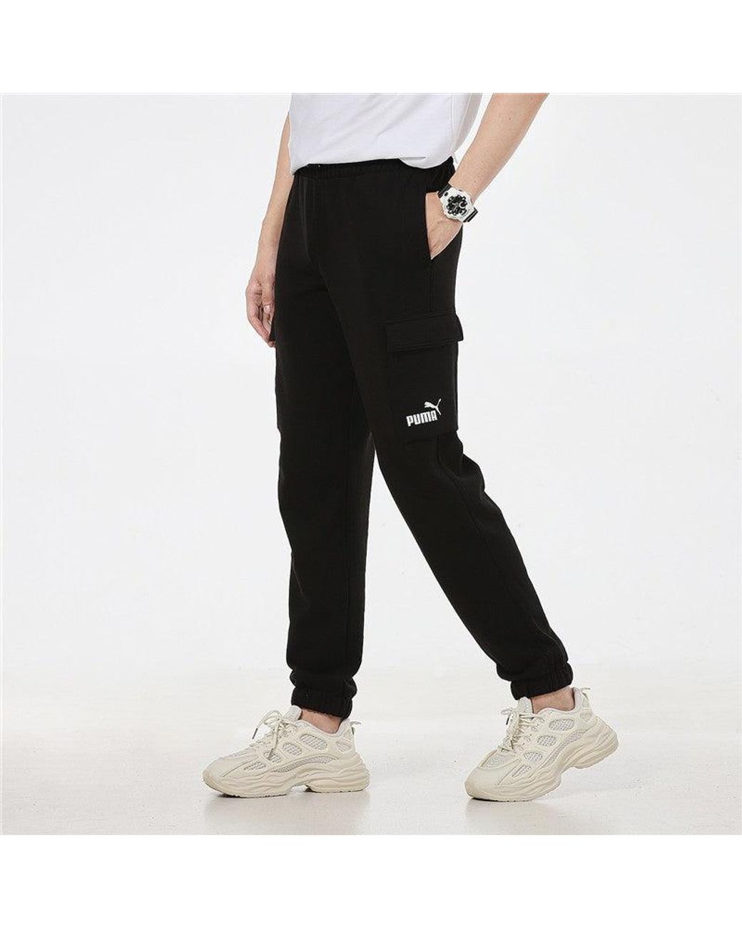 PUMA Black Running Training Breathable Knit Bundle Feet Sports Long Pants for men