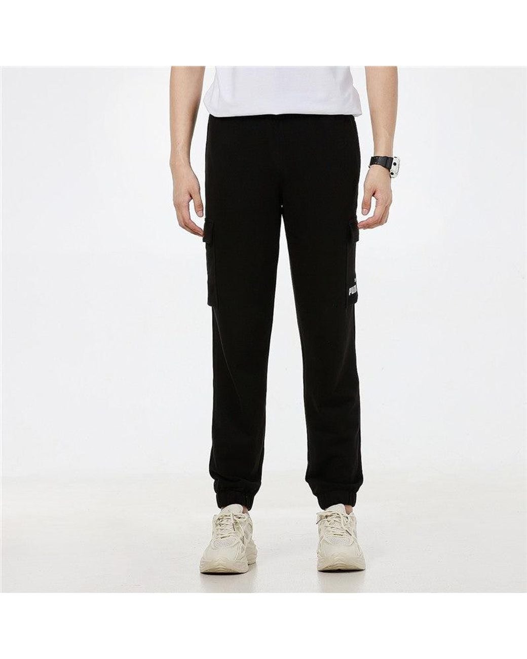 PUMA Black Running Training Breathable Knit Bundle Feet Sports Long Pants for men