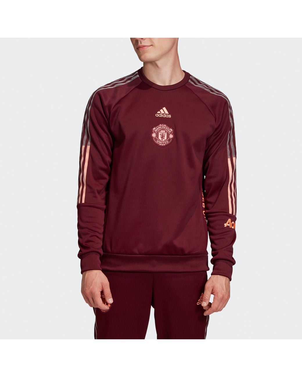 Adidas Red Mufc Travel Swt Manchester United Soccer/Football Sports Pullover for men