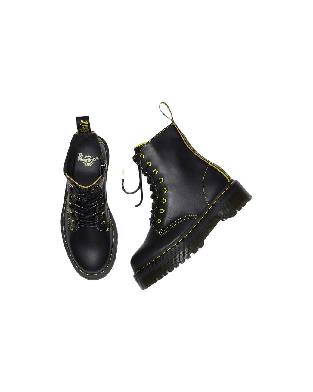 Dr. Martens Black Jadon Ii Boot Neon Star Leather Platforms