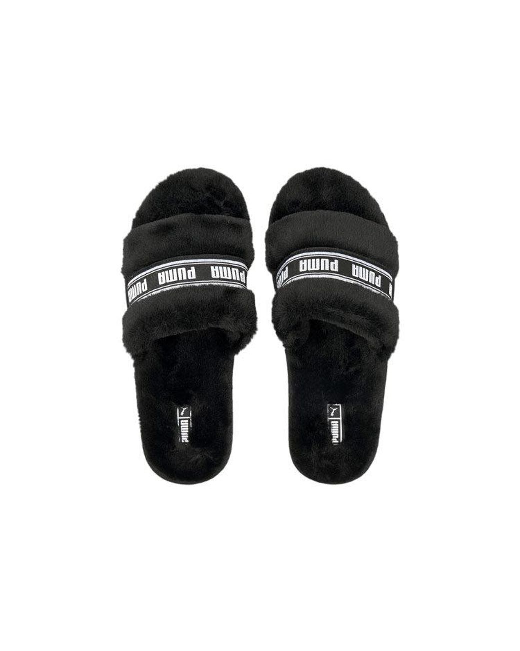 PUMA Black Fluff Slides