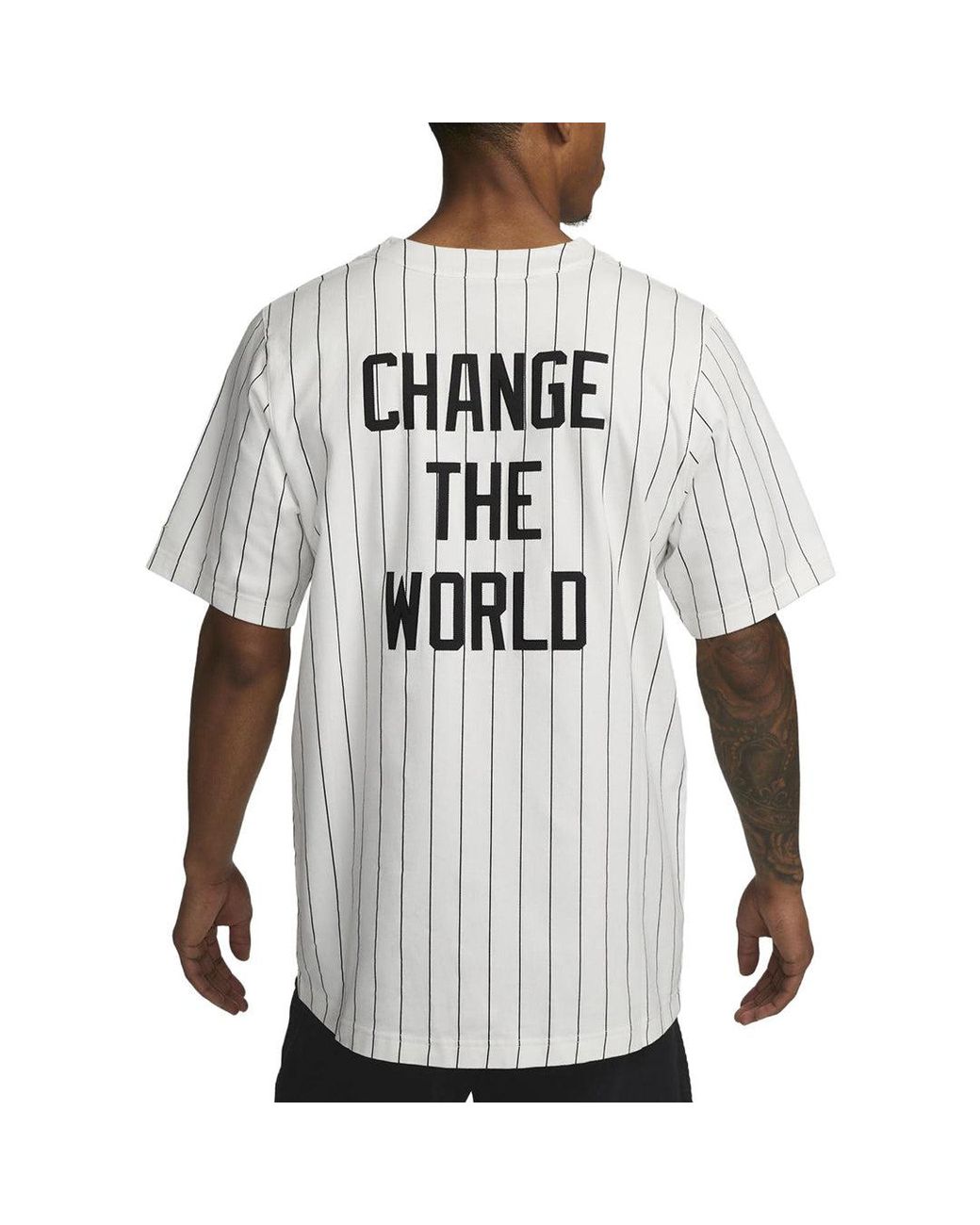 Nike Gray Change The World 42 Baseball Jersey for men