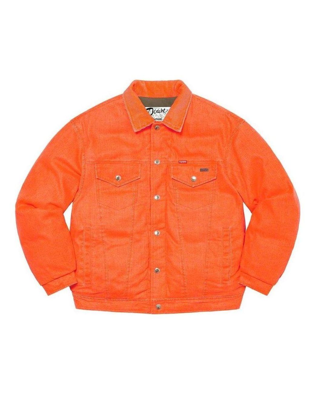 Supreme Orange X Schott Canvas Down Trucker Jacket for men