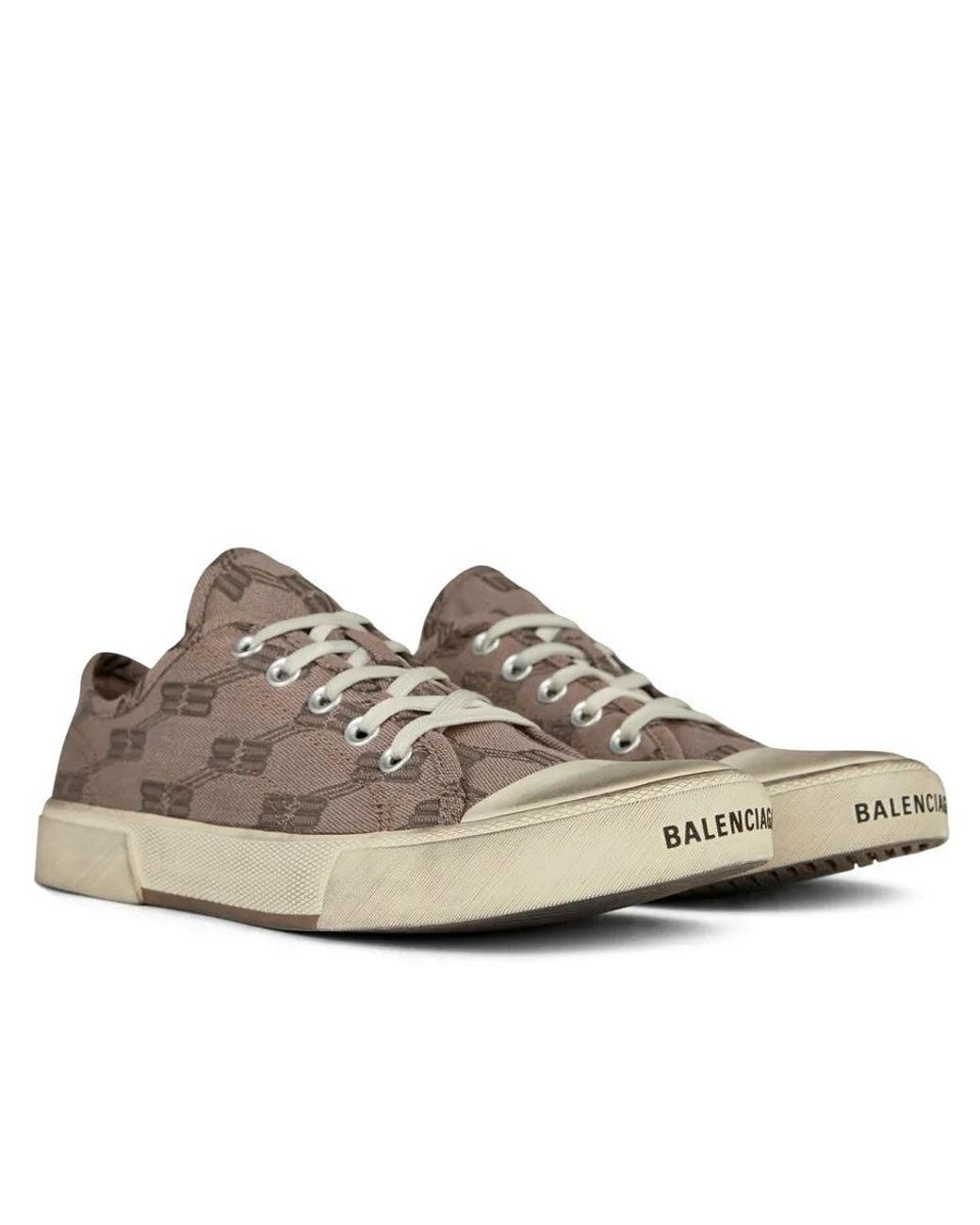 Balenciaga Brown (Wmns) Paris Low Top Sneakers Bb Monogram Cotton And Rubber'
