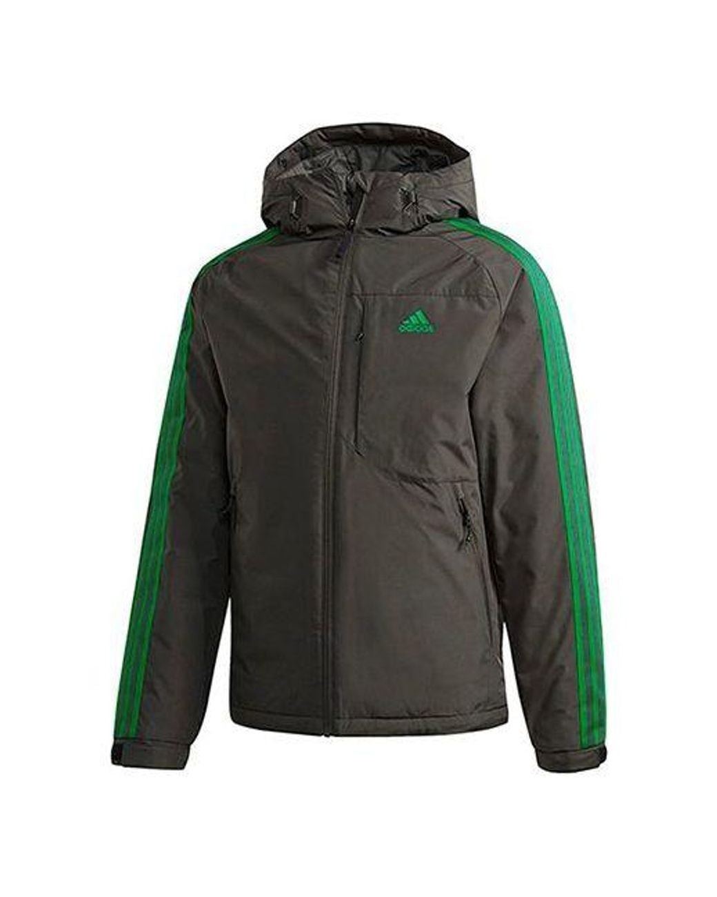 Adidas Green 3St Down Jkt Windproof Stay Warm Hooded Down Jacket for men