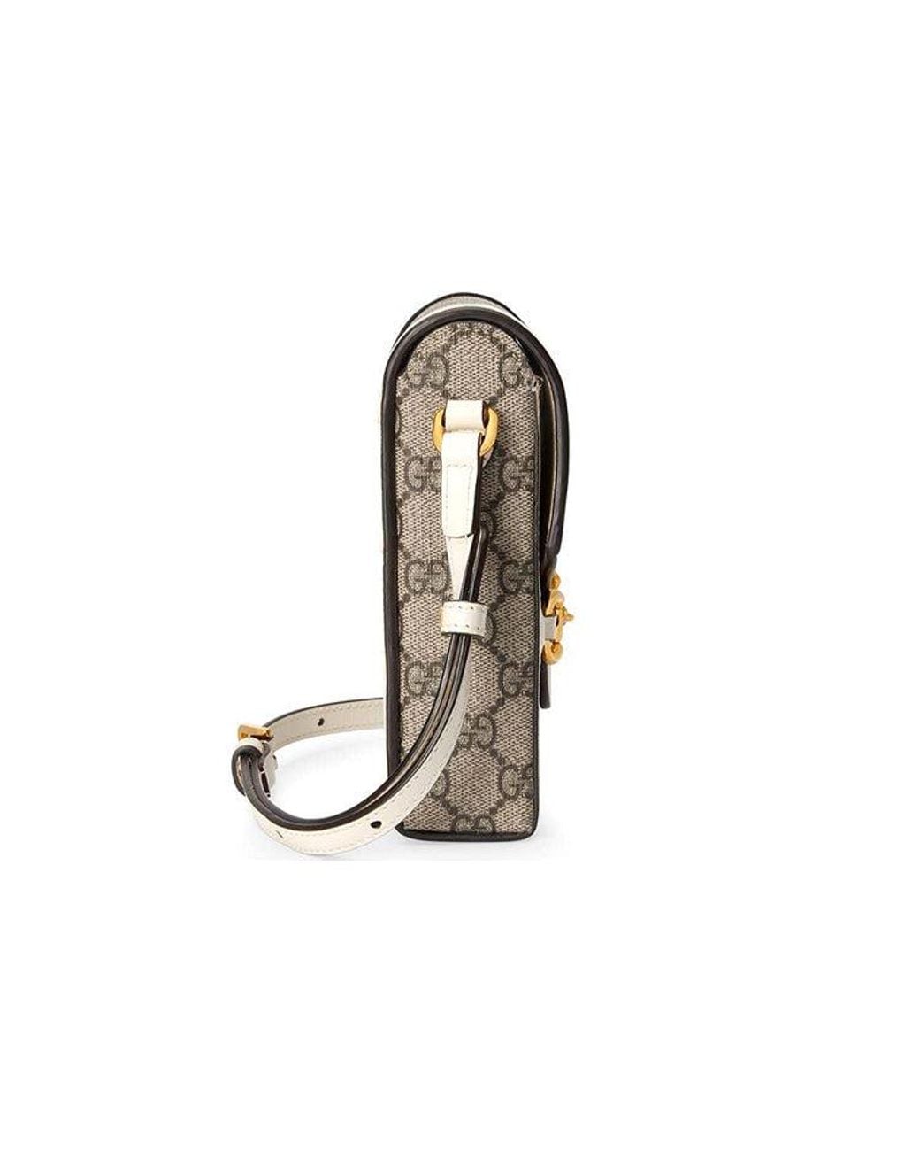 Gucci Gray Horsebit 1955 Logo Canvas Phone Bag Box Shoulder Messenger Bag 'Mini Ebony'