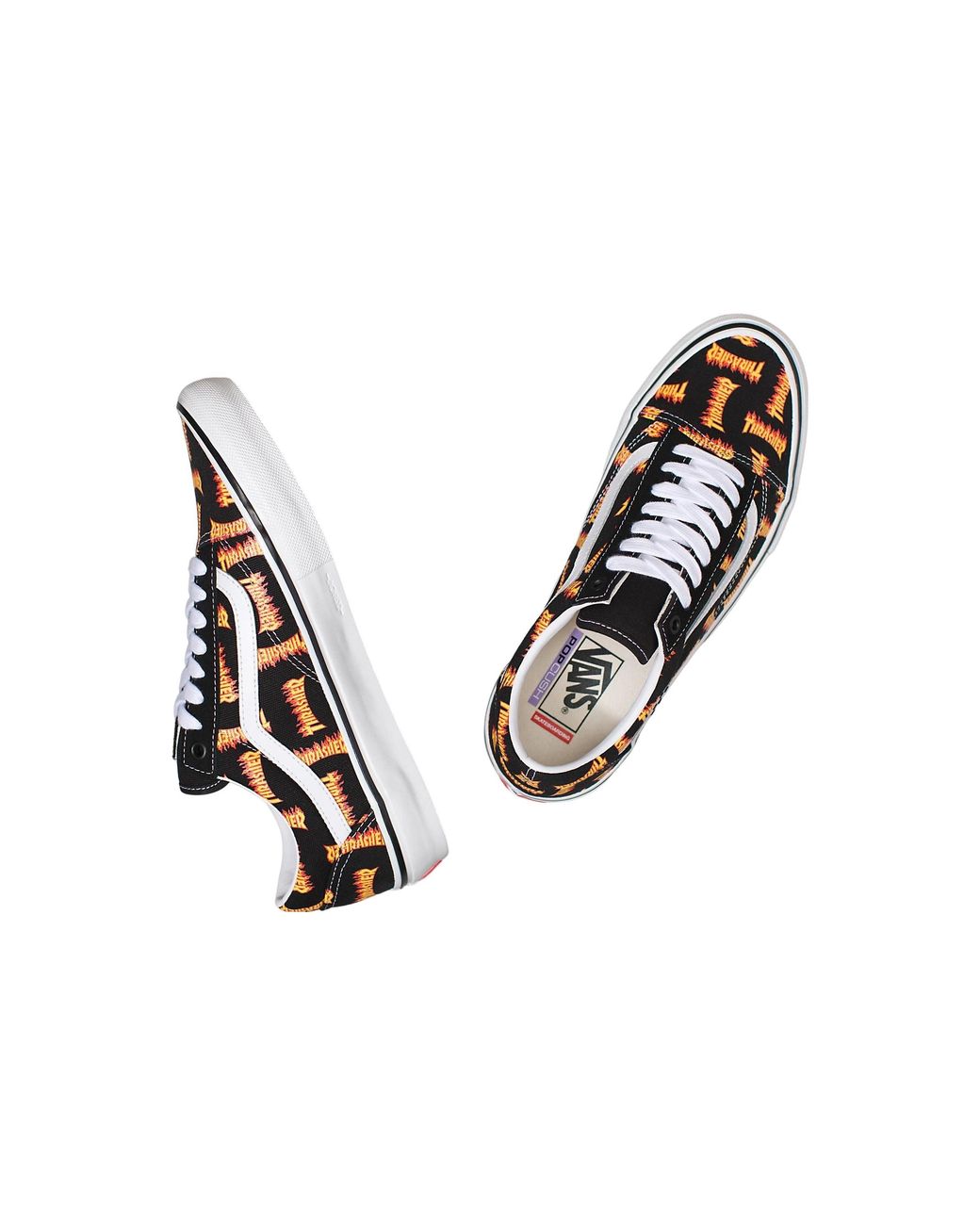 Vans Brown Thrasher X Skate Old Skool 'Allover Thrasher Flame Logo' for men