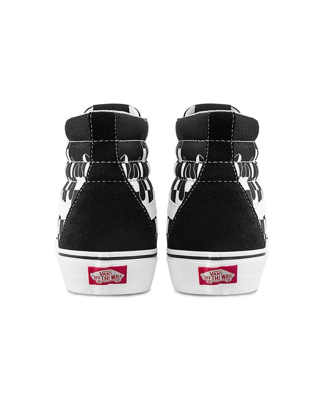 Vans Black Paint Drip Checkerboard Sk8-Hi Shoes for men