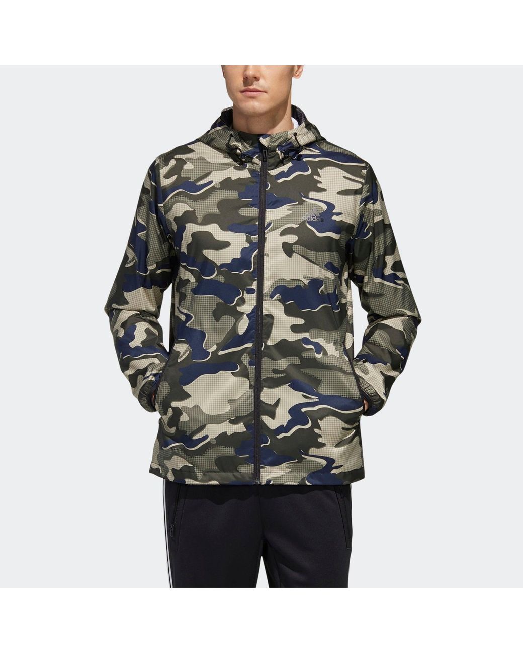 Adidas Gray Mh Wb Camo Sports Hooded Jacket Asia Edition for men