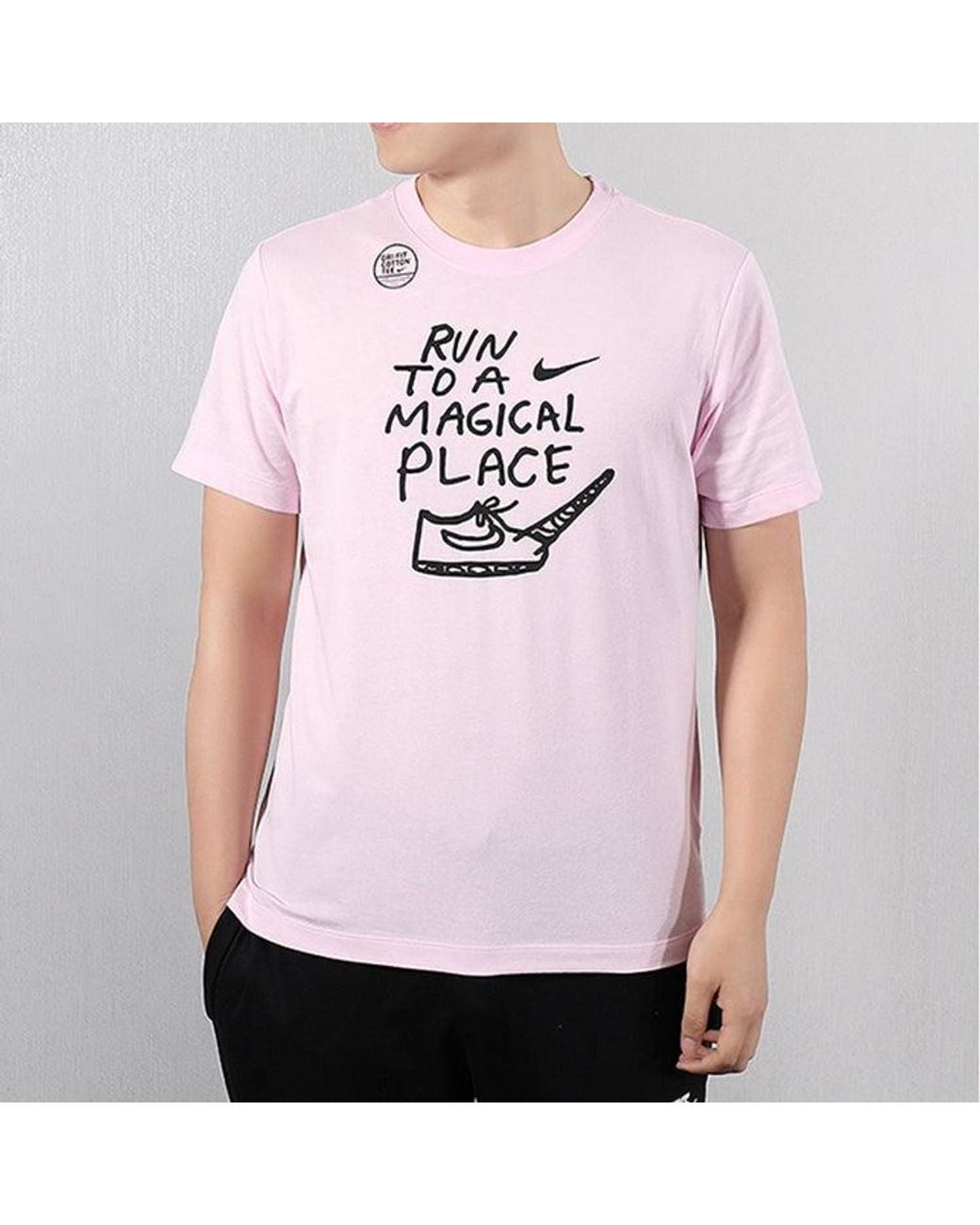 Nike Pink Dri-Fit Sports Casual Short-Sleeved for men