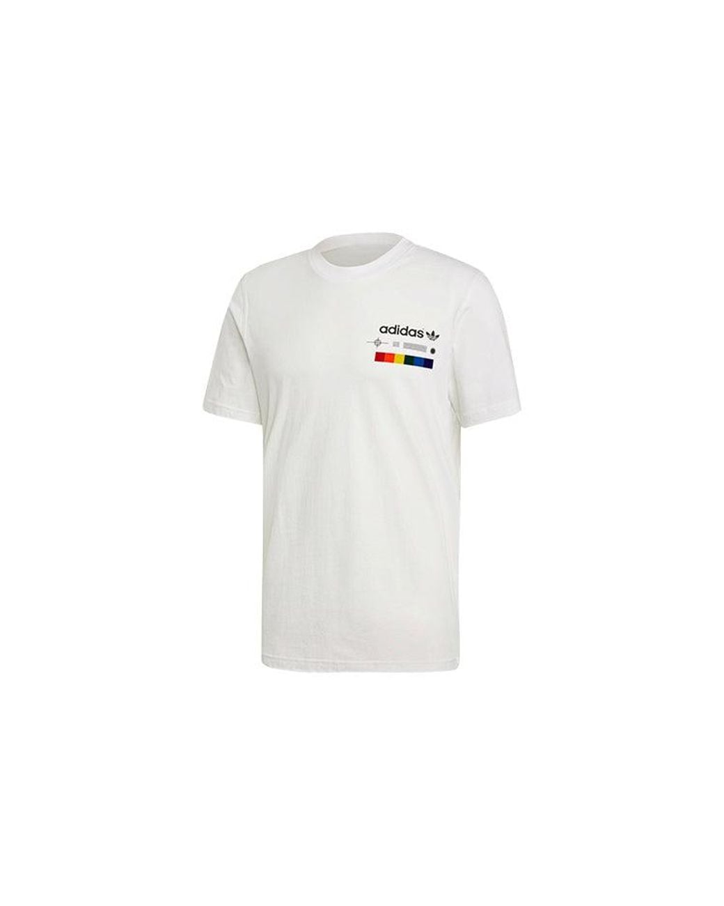 Adidas White Originals Spectrum Tee Round Neck Casual Sports Alphabet Short Sleeve for men