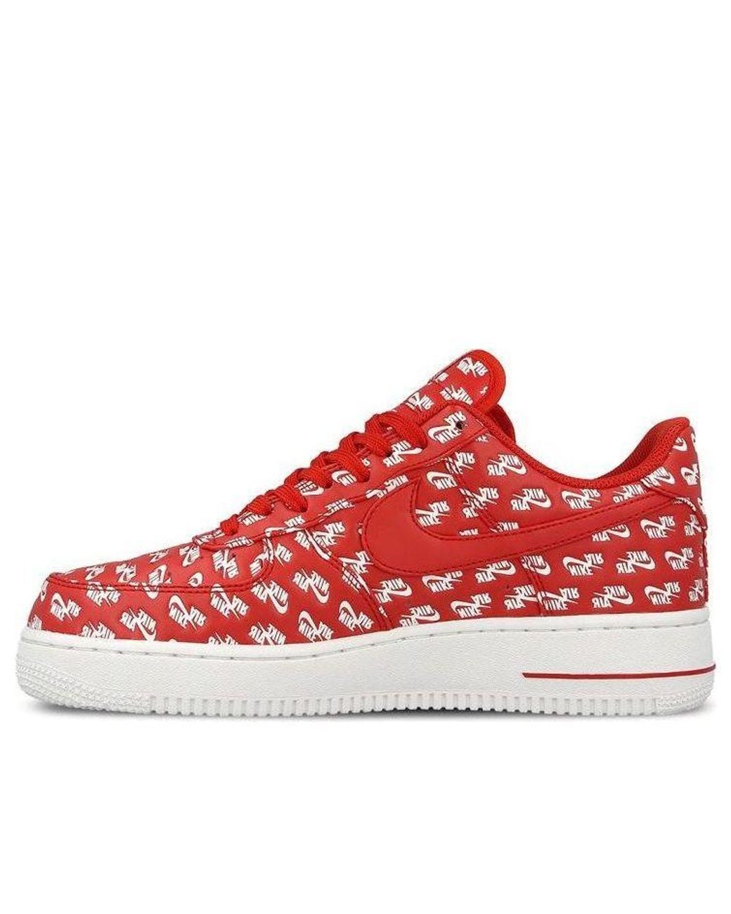 Nike Red Air Force 1 Low 07 Qs 'All Over Logo' for men