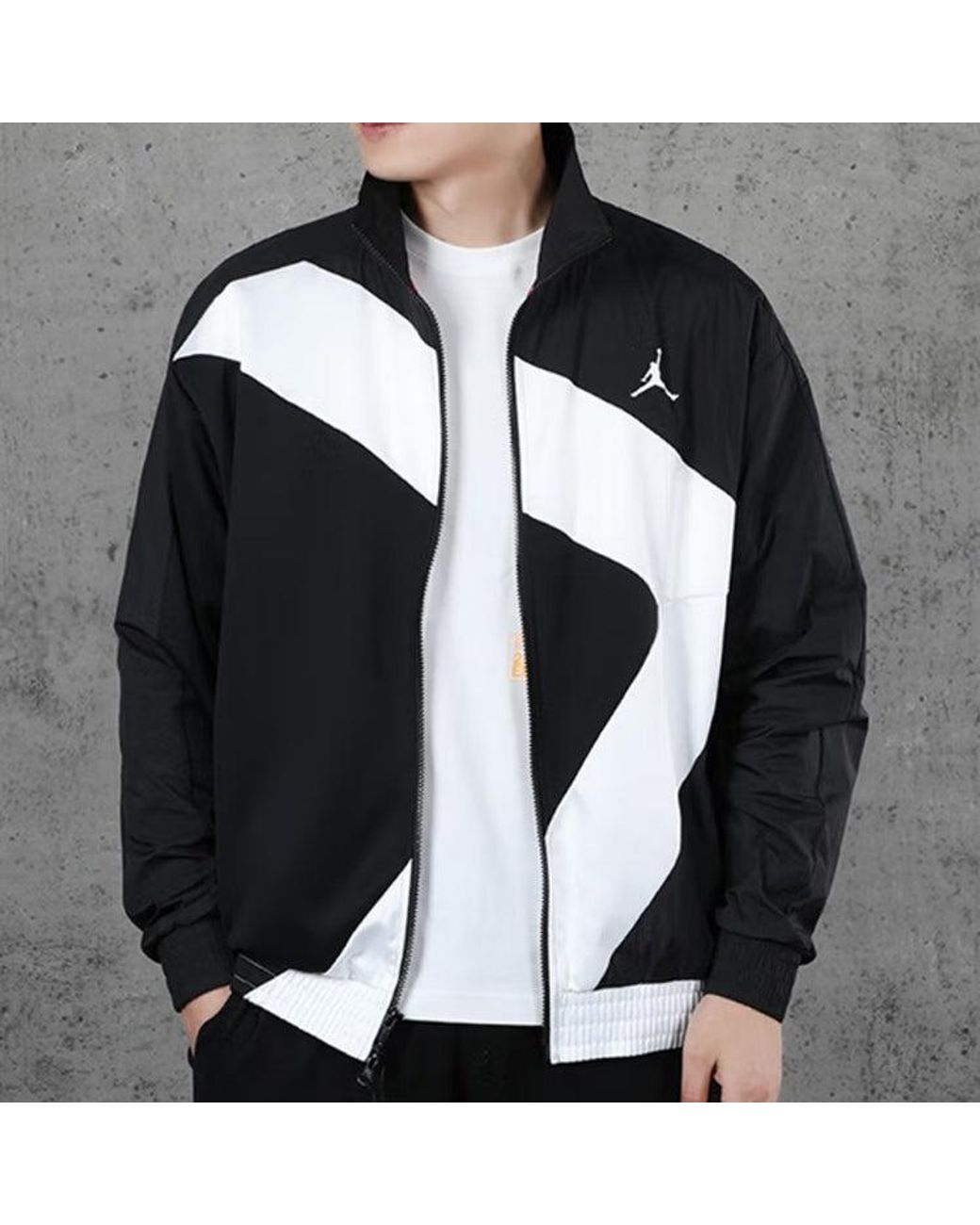 Nike Black Wings Diamond Retro Sports Running Training Stand Collar Jacket for men