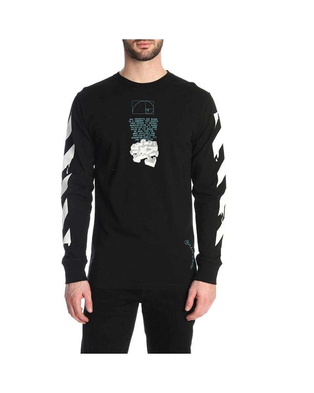 Off-White c/o Virgil Abloh Black Dripping Arrows Logo Arrow Printing Long Sleeves for men