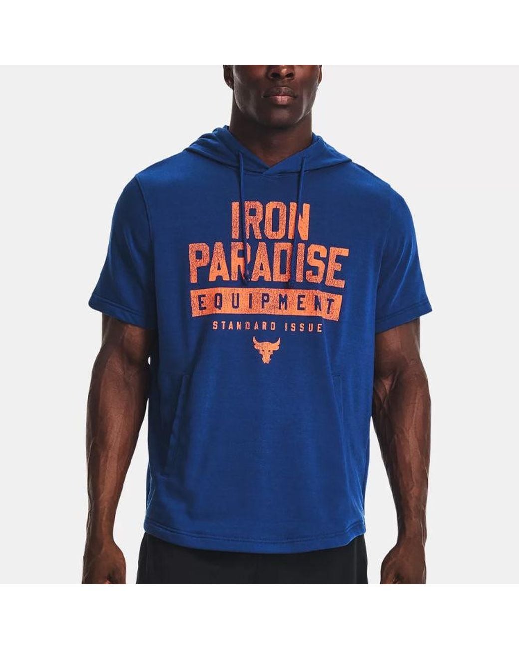 Under Armour Blue Project Rock Short Sleeve Hoodie for men