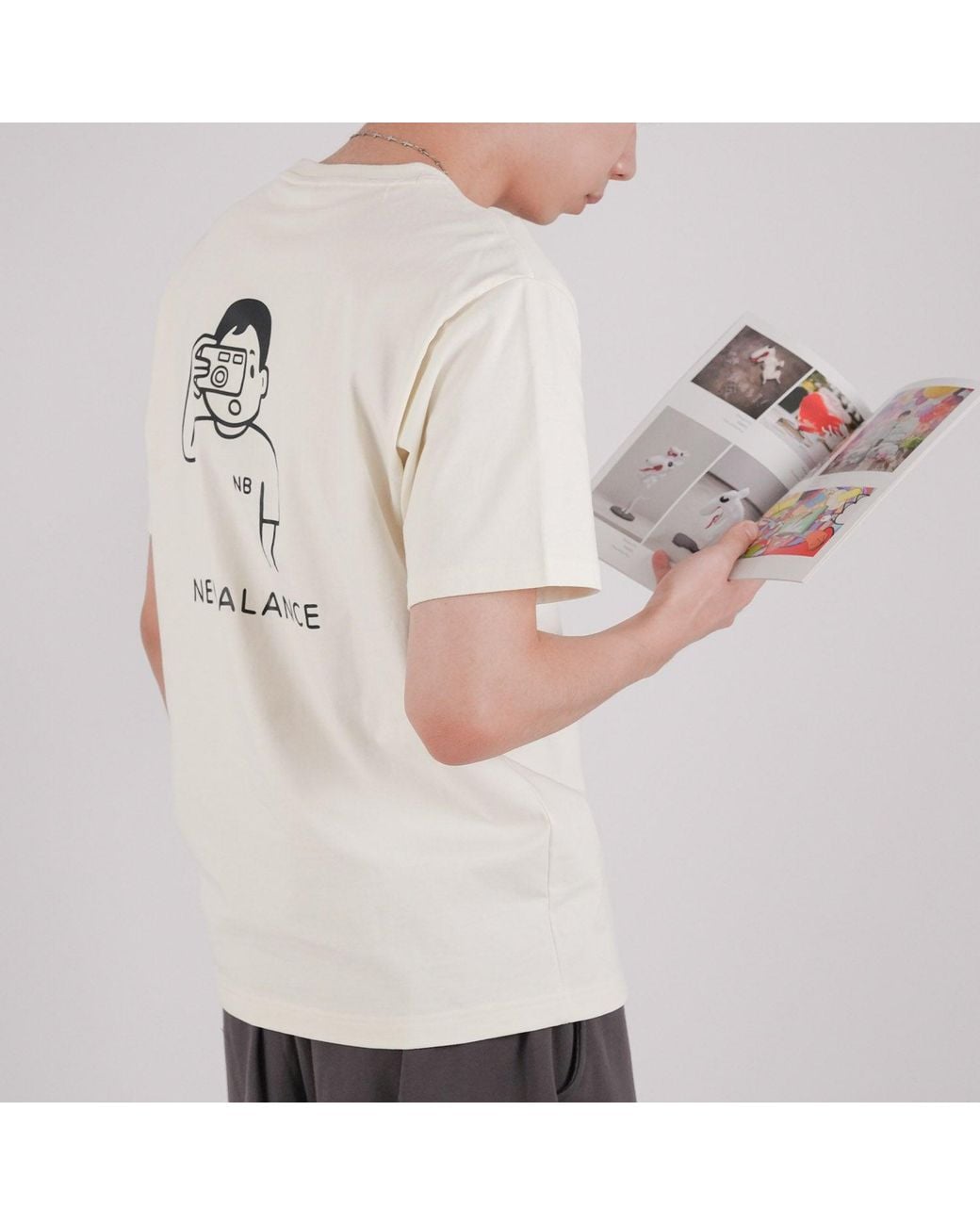 New Balance White X Noritake Crossover Funny Pattern Printing Round Neck Short Sleeve Couple Style for men