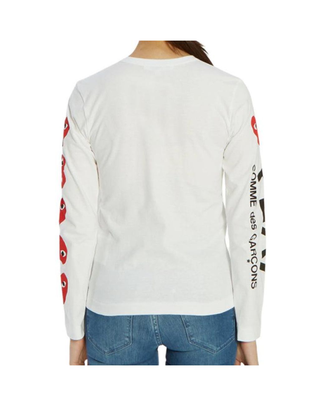 COMME DES GARÇONS PLAY White (Wmns) 5 Hearts Long Sleeves Tee