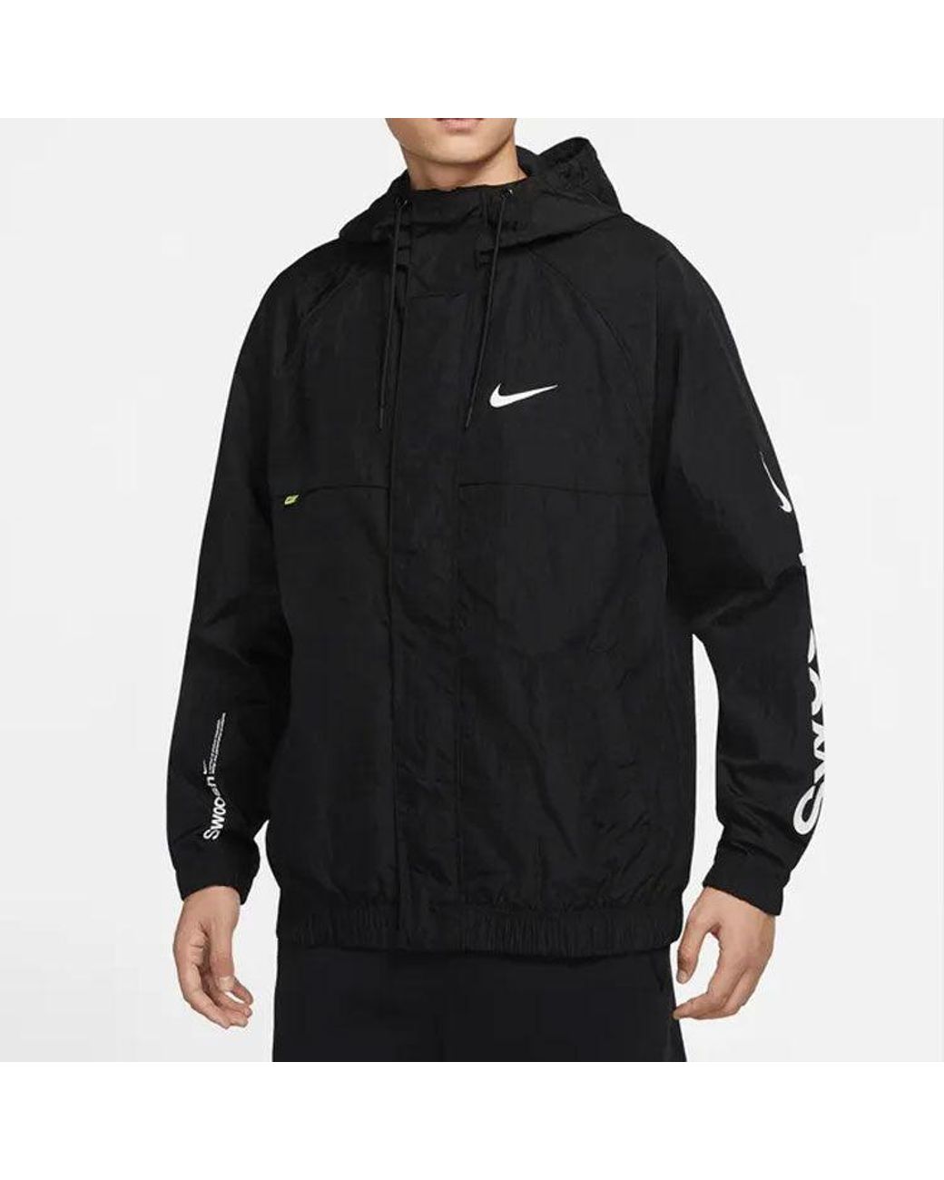 Nike Black Alphabet Logo Printing Woven Hooded Jacket Autumn for men