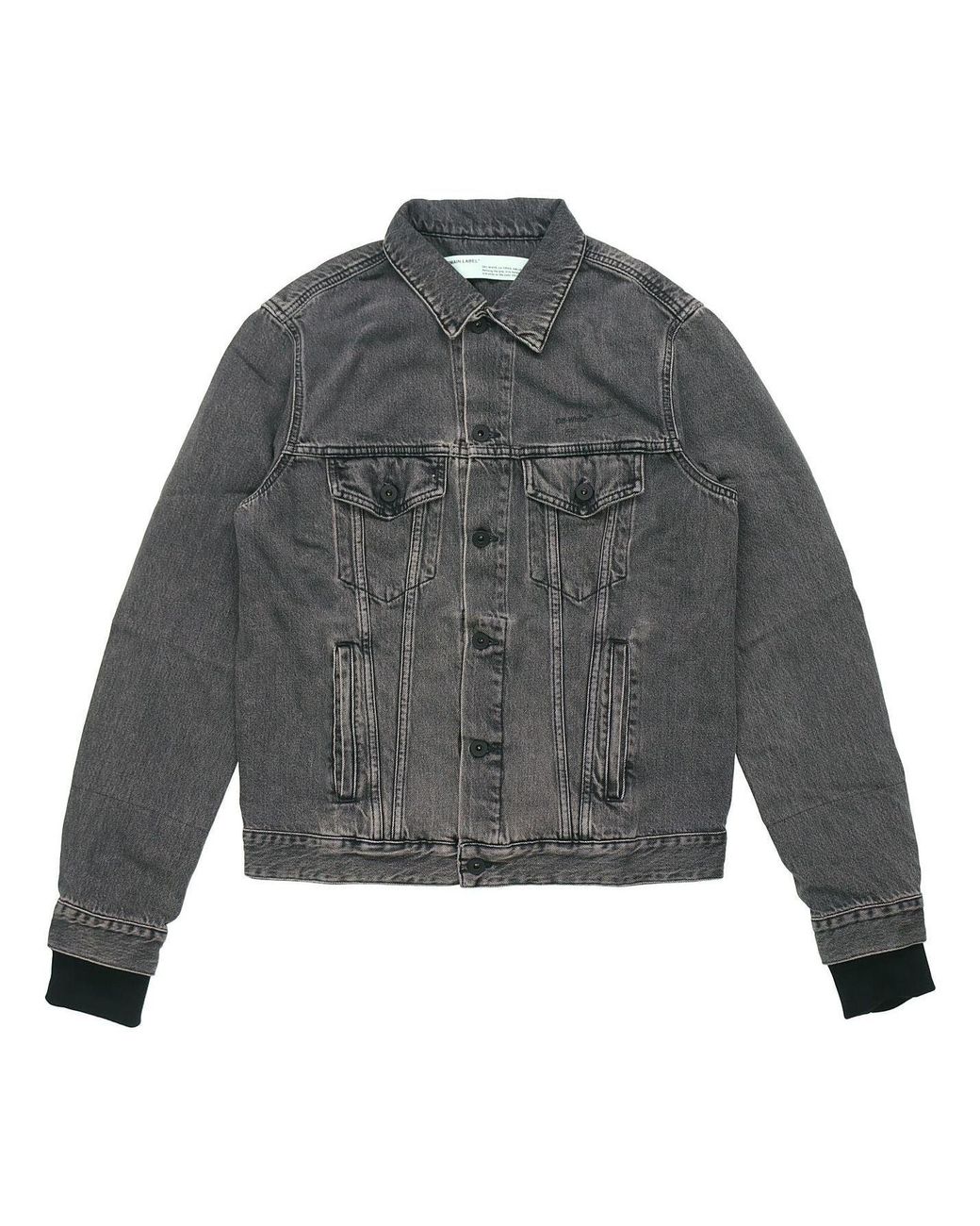 Off-White c/o Virgil Abloh Gray Denim Distressed Jacket for men