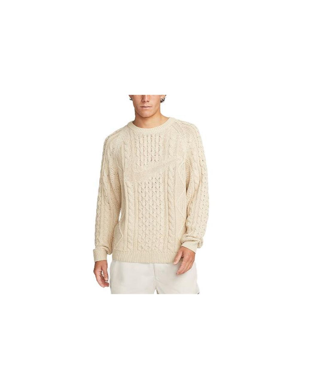 Nike Natural Solid Color Round Neck Knit Long Sleeves Wool Sweater Yellow for men