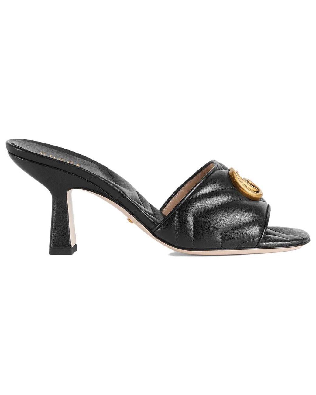Gucci Black Gg Marmont Quilted Sandals