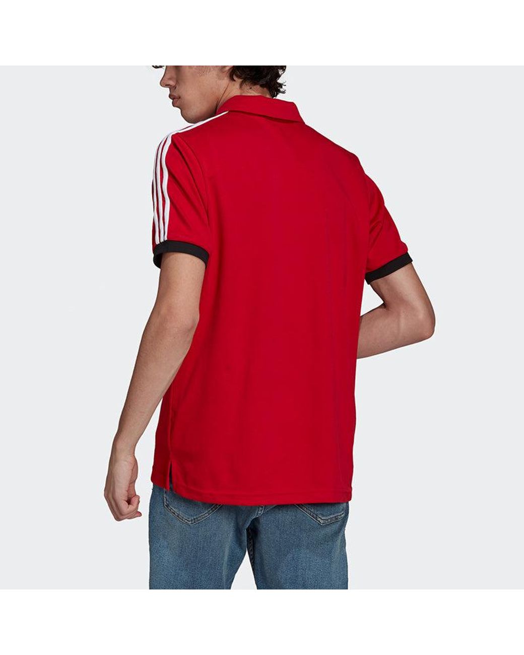 Adidas Red Manchester United Athleisure Casual Sports Short Sleeve Training Polo for men