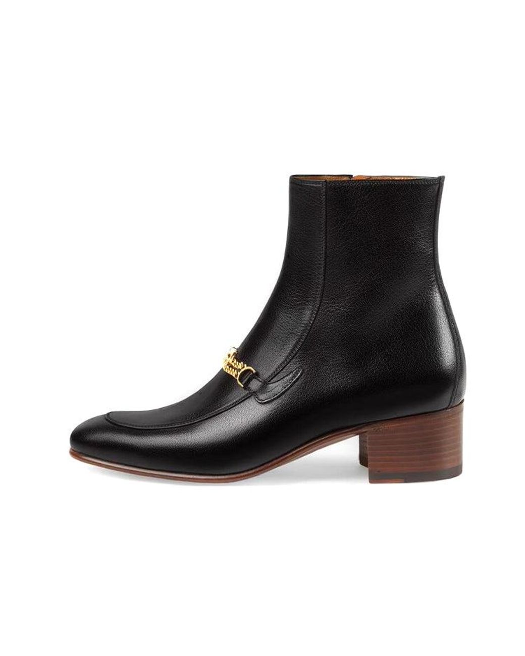 Gucci Black Interlocking G Chain Ankle Boots