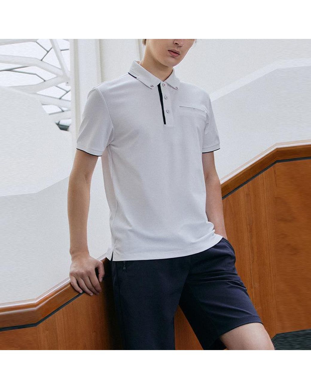 Fila White Colorblock Logo Short Sleeve Polo for men