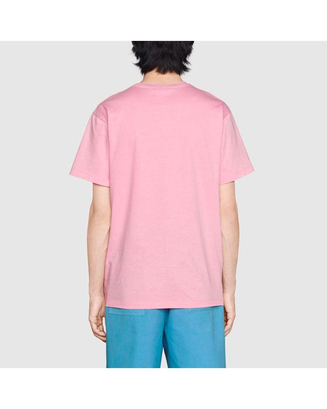 Gucci Pink Ss21 G Printing Cotton Short Sleeve for men