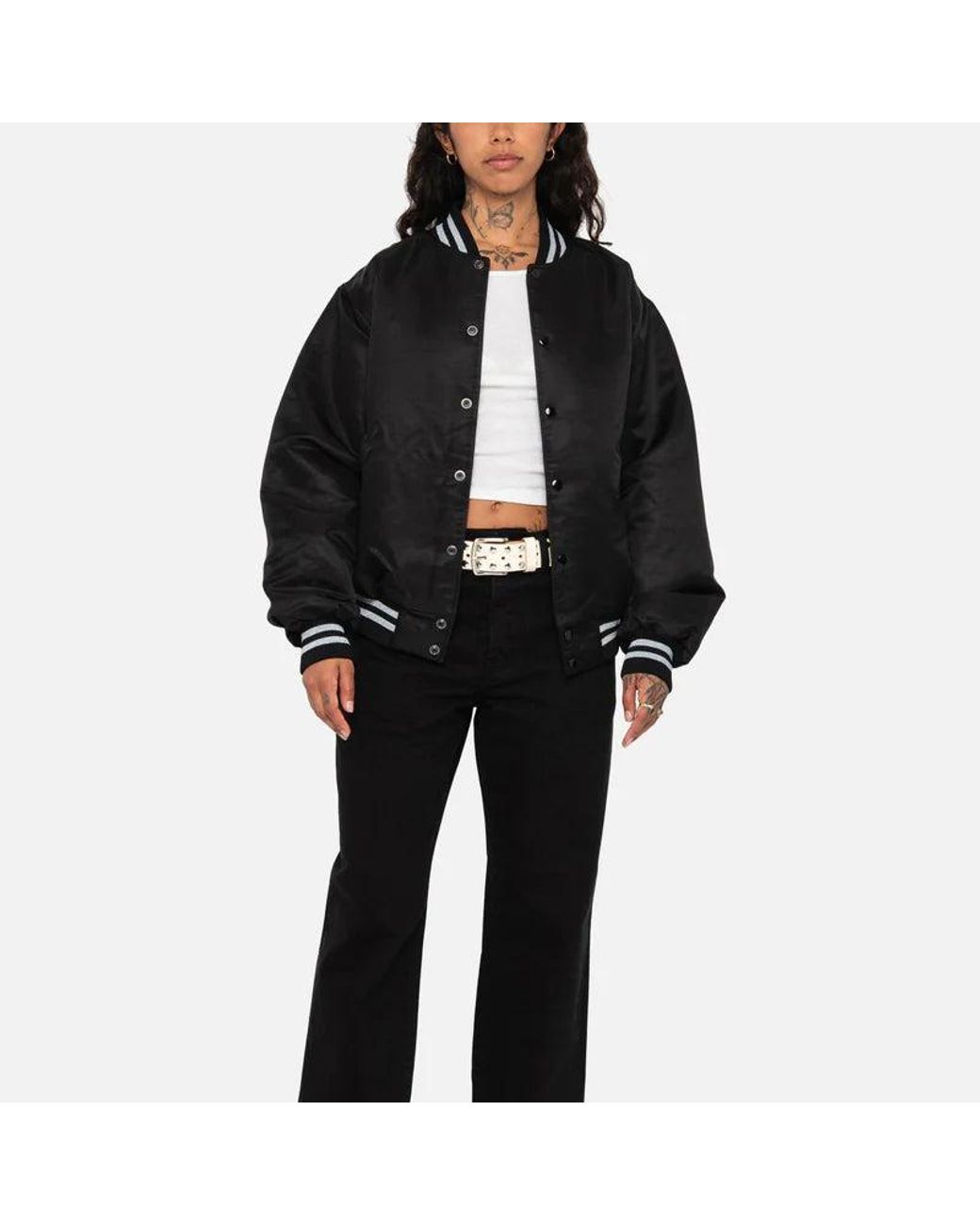 Stussy Black Sequins Satin Jacket for men