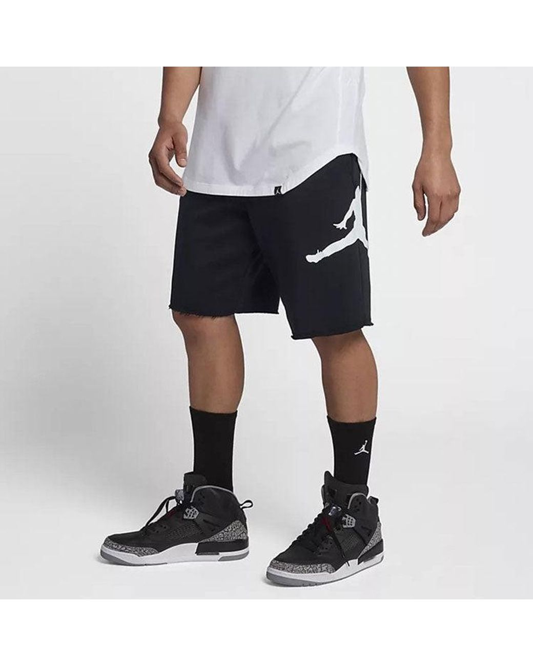 Nike Black Jumpman Logo Printing Knit Loose Shorts for men