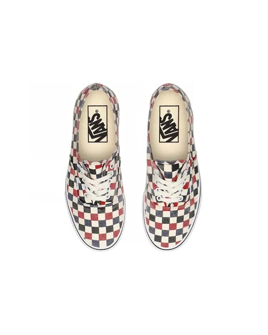 Vans White Washed Authentic/Redcheckboard for men