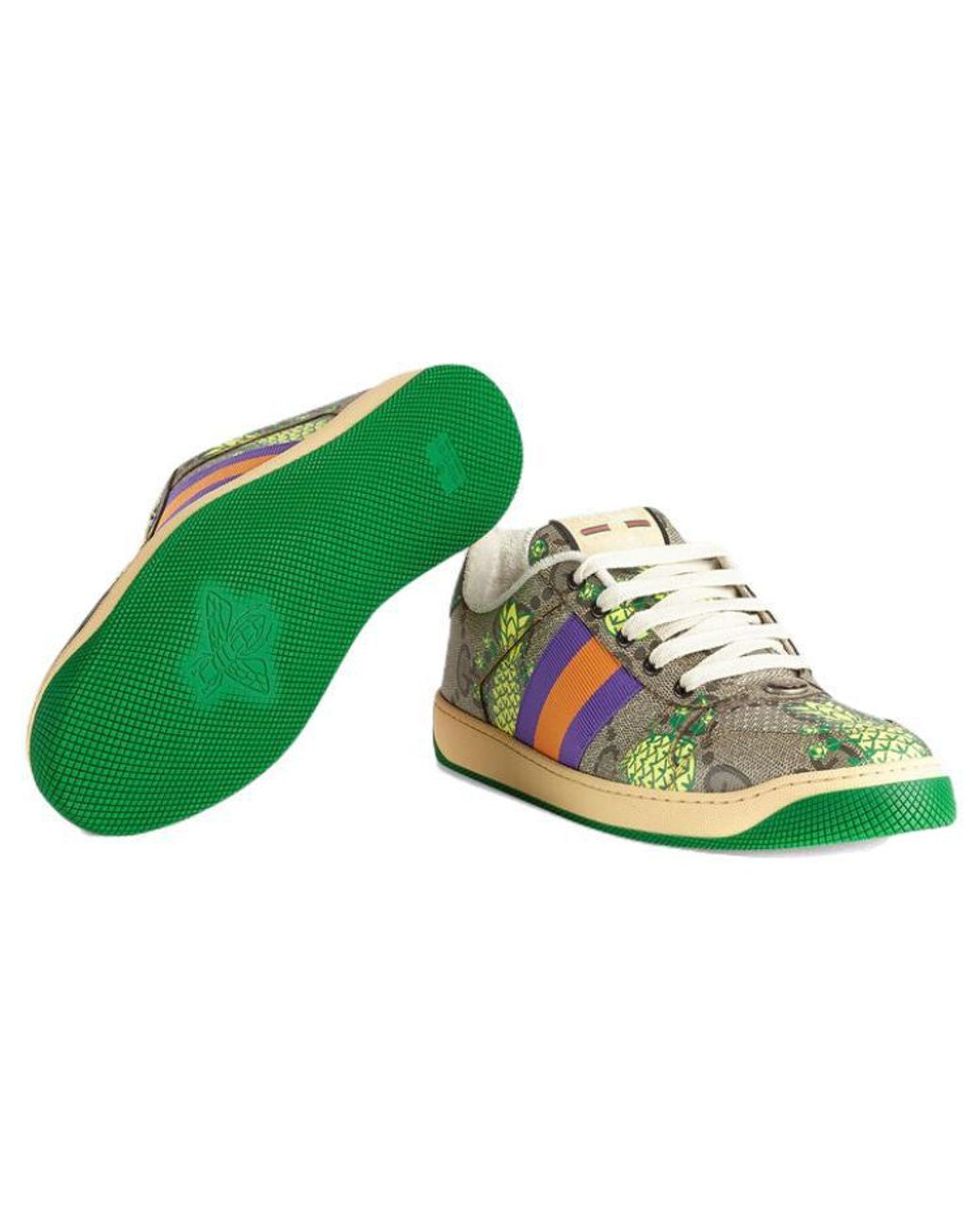 Gucci Green Gg Tropical Patterns Sneakers Multi'
