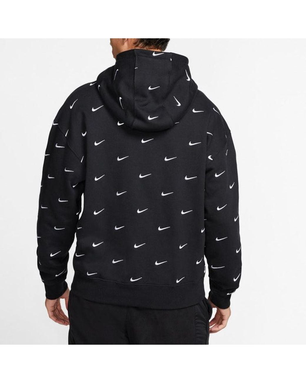 Nike Black All Over Swoosh Logo Hoodie for men