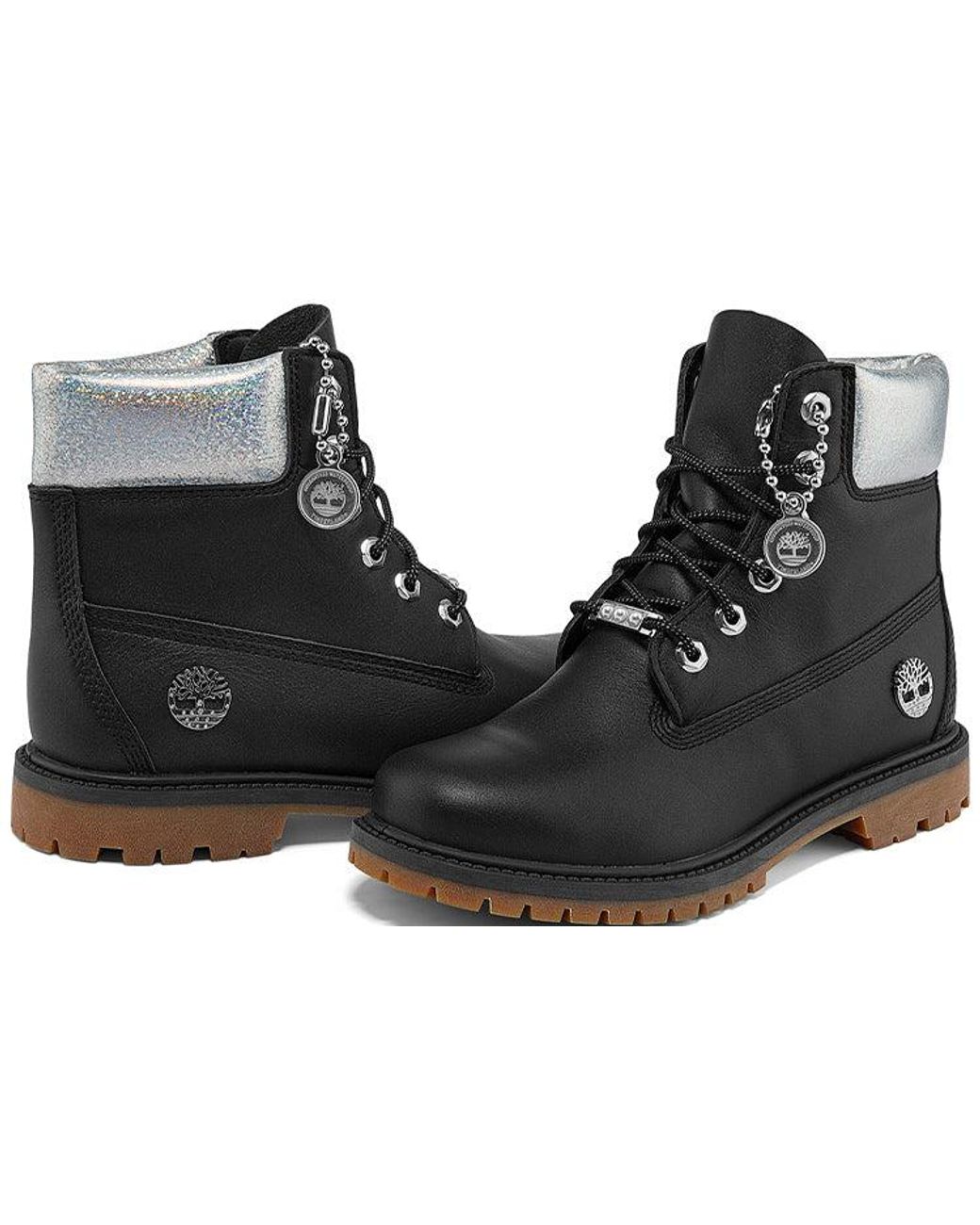 Timberland Black (Wmns) Heritage 6 Inch Waterproof Boots Full Grain With Collar'