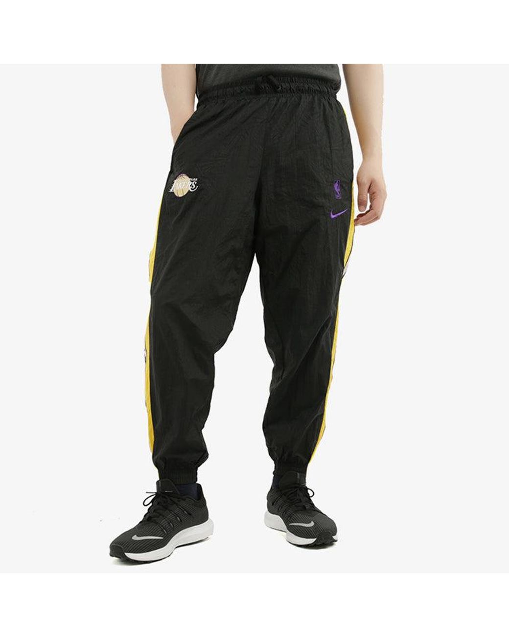 Nike Black Los Angeles Lakers Colorblock Woven Bundle Feet Sports Long Pants for men