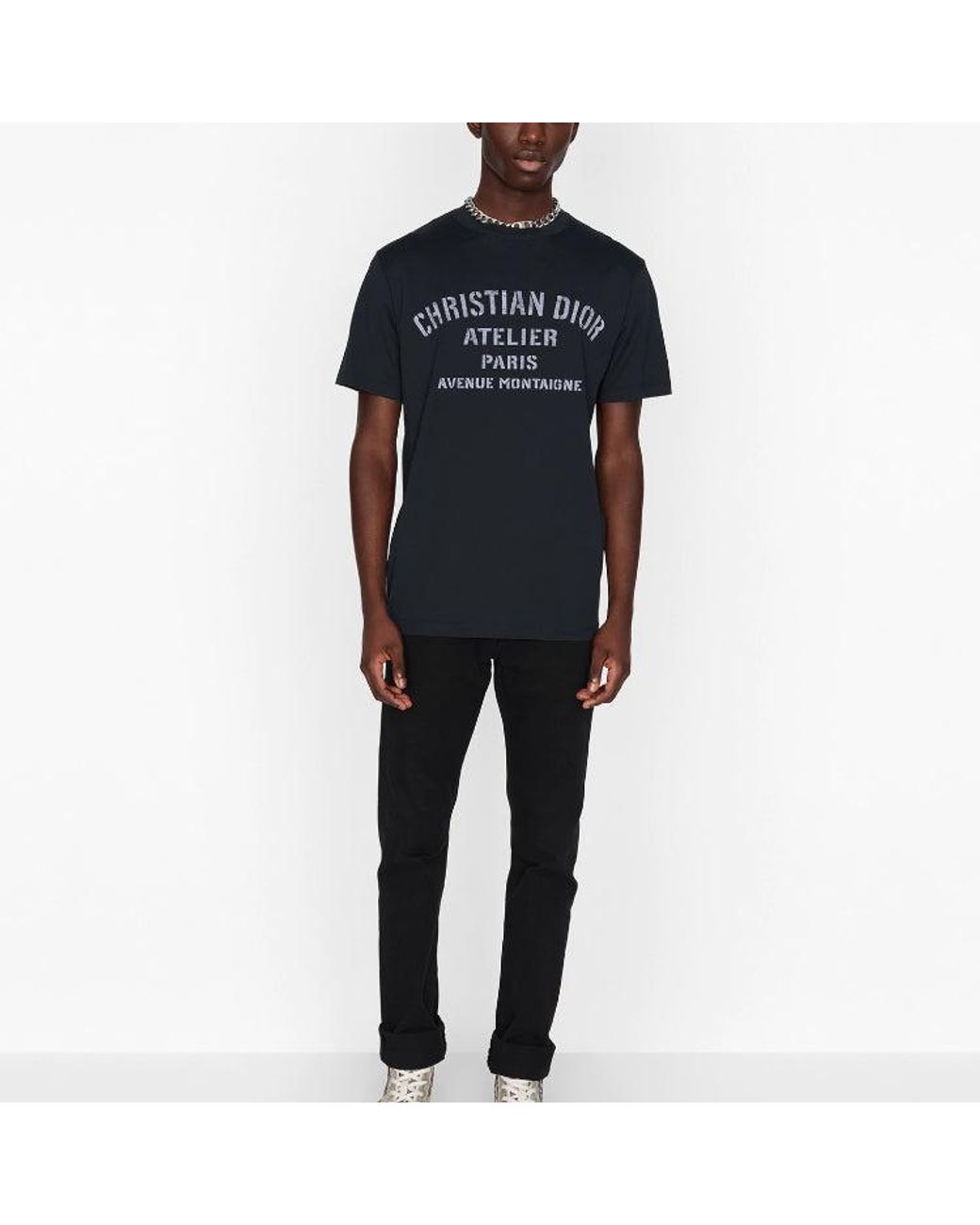 Dior Blue Knit Round Neck Short Sleeve for men